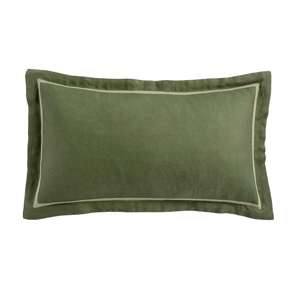 Pottery Barn Belgian Linen Frame King Duvet Shams Cypress Loden  Set of 2 NEW